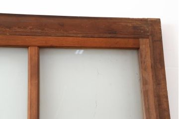 アンティーク建具　和製アンティーク　昭和初期　ヒノキ材　すりガラス　素朴な風合いが魅力の蔵戸(引き戸、玄関戸)(R-043753)