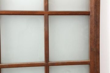 アンティーク建具　和製アンティーク　昭和初期　ヒノキ材　すりガラス　素朴な風合いが魅力の蔵戸(引き戸、玄関戸)(R-043753)