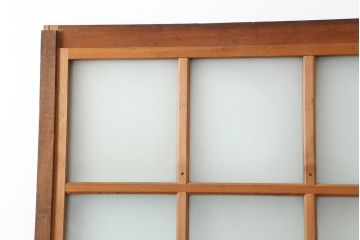 アンティーク建具　和製アンティーク　昭和初期　ヒノキ材　すりガラス　素朴な風合いが魅力の蔵戸(引き戸、玄関戸)(R-043753)