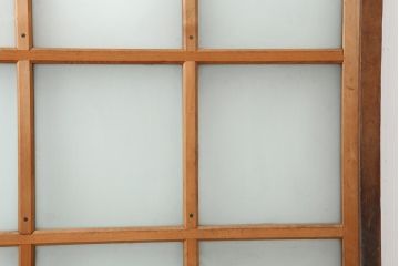 アンティーク建具　和製アンティーク　昭和初期　ヒノキ材　すりガラス　素朴な風合いが魅力の蔵戸(引き戸、玄関戸)(R-043753)