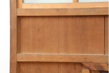 アンティーク建具　和製アンティーク　昭和初期　ヒノキ材　すりガラス　素朴な風合いが魅力の蔵戸(引き戸、玄関戸)(R-043753)
