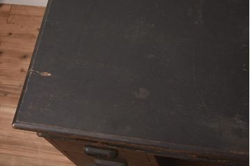 レトロ家具　組み立て式　ノスタルジックな雰囲気が素敵な両袖デスク(両袖机、在宅ワーク、在宅用ワークデスク)(R-043754)