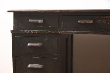 レトロ家具　組み立て式　ノスタルジックな雰囲気が素敵な両袖デスク(両袖机、在宅ワーク、在宅用ワークデスク)(R-043754)