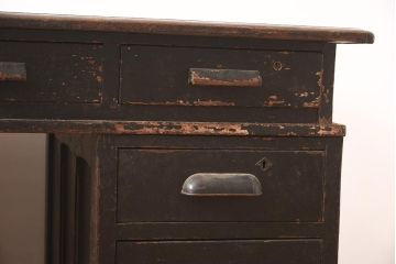 レトロ家具　組み立て式　ノスタルジックな雰囲気が素敵な両袖デスク(両袖机、在宅ワーク、在宅用ワークデスク)(R-043754)