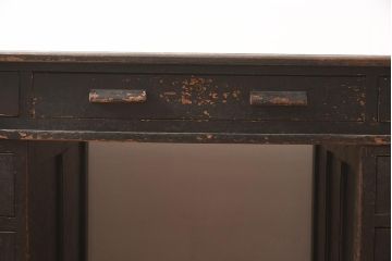 レトロ家具　組み立て式　ノスタルジックな雰囲気が素敵な両袖デスク(両袖机、在宅ワーク、在宅用ワークデスク)(R-043754)