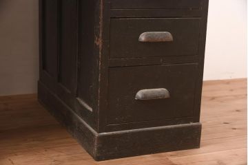 レトロ家具　組み立て式　ノスタルジックな雰囲気が素敵な両袖デスク(両袖机、在宅ワーク、在宅用ワークデスク)(R-043754)