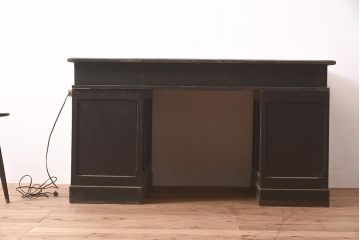 レトロ家具　組み立て式　ノスタルジックな雰囲気が素敵な両袖デスク(両袖机、在宅ワーク、在宅用ワークデスク)(R-043754)