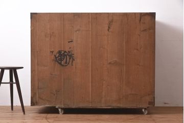 アンティーク家具　明治期　前面ケヤキ材　和の風格漂う仙台箪笥(衣装箪笥、時代箪笥、収納タンス、引き出し)(R-043756)