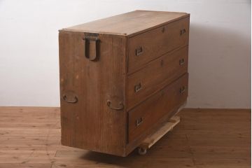 アンティーク家具　和製アンティーク　昭和初期　前面ケヤキ材　大正ロマン薫る重ね箪笥(和箪笥、収納棚、引き出し、チェスト)(R-043759)