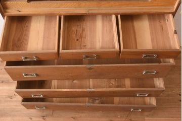 アンティーク家具　和製アンティーク　昭和初期　前面ケヤキ材　大正ロマン薫る重ね箪笥(和箪笥、収納棚、引き出し、チェスト)(R-043759)