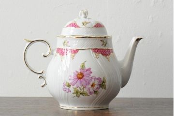 中古　ハンガリー　HOLLOHAZA(ホロハーザ)　Henriette(ヘンリエッタ)　ティーセット(ポット、カップ&ソーサー、プレート、シュガーポット、ミルクジャグ)(R-043764)