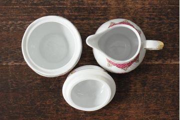 中古　ハンガリー　HOLLOHAZA(ホロハーザ)　Henriette(ヘンリエッタ)　ティーセット(ポット、カップ&ソーサー、プレート、シュガーポット、ミルクジャグ)(R-043764)