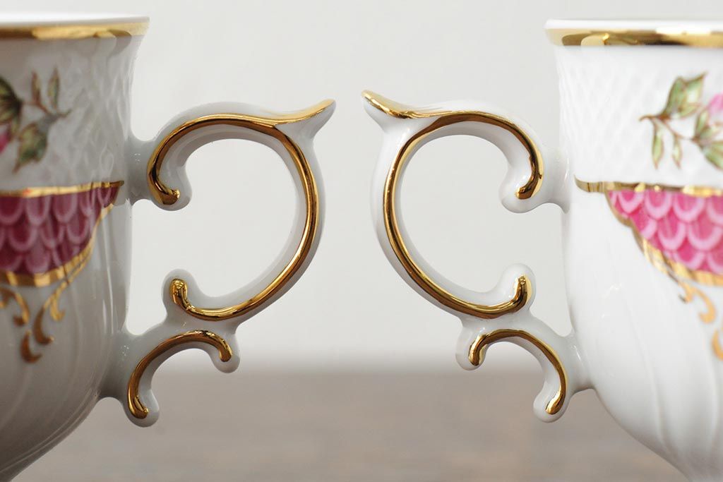 中古　ハンガリー　HOLLOHAZA(ホロハーザ)　Henriette(ヘンリエッタ)　ティーセット(ポット、カップ&ソーサー、プレート、シュガーポット、ミルクジャグ)(R-043764)