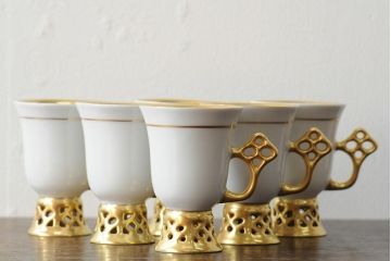 中古　ハンガリー　HOLLOHAZA(ホロハーザ)　Princess(プリンセス)　コーヒーセット(ポット、カップ&ソーサー、シュガーポット、ミルクジャグ)(R-043765)