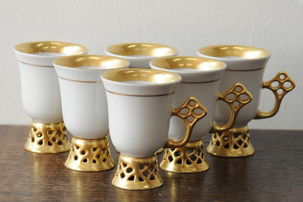 中古　ハンガリー　HOLLOHAZA(ホロハーザ)　Princess(プリンセス)　コーヒーセット(ポット、カップ&ソーサー、シュガーポット、ミルクジャグ)(R-043766)