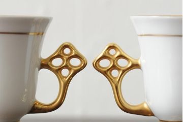 中古　ハンガリー　HOLLOHAZA(ホロハーザ)　Princess(プリンセス)　コーヒーセット(ポット、カップ&ソーサー、シュガーポット、ミルクジャグ)(R-043766)