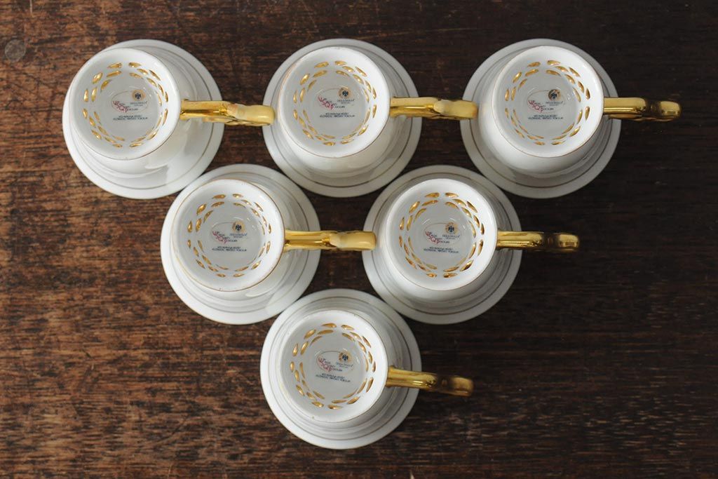 中古　ハンガリー　HOLLOHAZA(ホロハーザ)　Princess(プリンセス)　コーヒーセット(ポット、カップ&ソーサー、シュガーポット、ミルクジャグ)(R-043766)