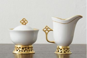 中古　ハンガリー　HOLLOHAZA(ホロハーザ)　Princess(プリンセス)　コーヒーセット(ポット、カップ&ソーサー、シュガーポット、ミルクジャグ)(R-043767)