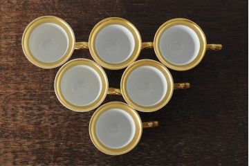 中古　ハンガリー　HOLLOHAZA(ホロハーザ)　Princess(プリンセス)　コーヒーセット(ポット、カップ&ソーサー、シュガーポット、ミルクジャグ)(R-043767)