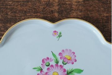 中古　ヘレンド　ハンガリー　HEREND HVNGARY　プレート　フラワーモチーフのトレイ(HUNGARY、変形皿)(R-043769)