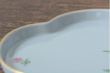 中古　ヘレンド　ハンガリー　HEREND HVNGARY　プレート　フラワーモチーフのトレイ(HUNGARY、変形皿)(R-043769)