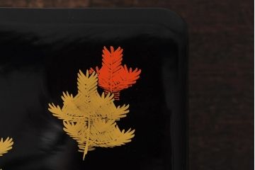 昭和期　輪島塗　松図木製三段重・重台　箱付き(重箱、漆器)(R-043770)