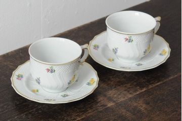 中古　ハンガリー　HOLLOHAZA(ホロハーザ)　Pannonia(パノニア)　カップ&ソーサー2客セット(洋食器)(R-043771)