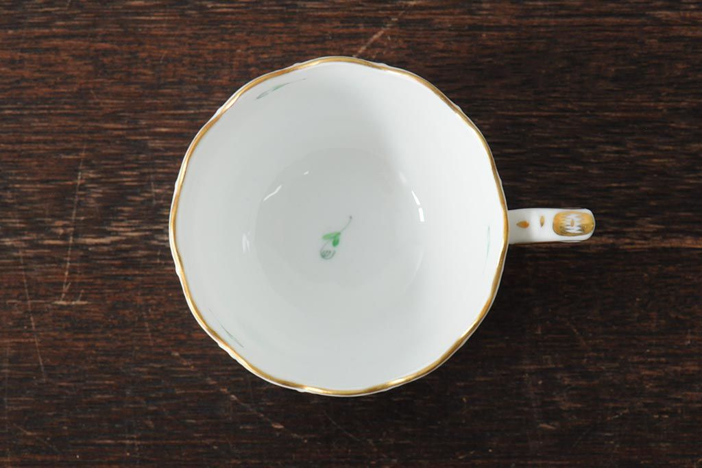 中古　ハンガリー　HEREND(ヘレンド)　アポニーグリーン　カップ&ソーサー2客セット(洋食器)(R-043773)