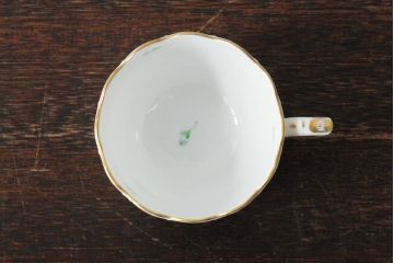 中古　ハンガリー　HEREND(ヘレンド)　アポニーグリーン　カップ&ソーサー2客セット(洋食器)(R-043773)