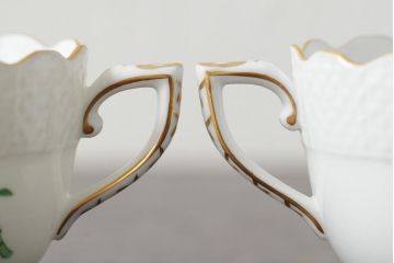 中古　ハンガリー　HEREND(ヘレンド)　アポニーグリーン　カップ&ソーサー2客セット(洋食器)(R-043773)