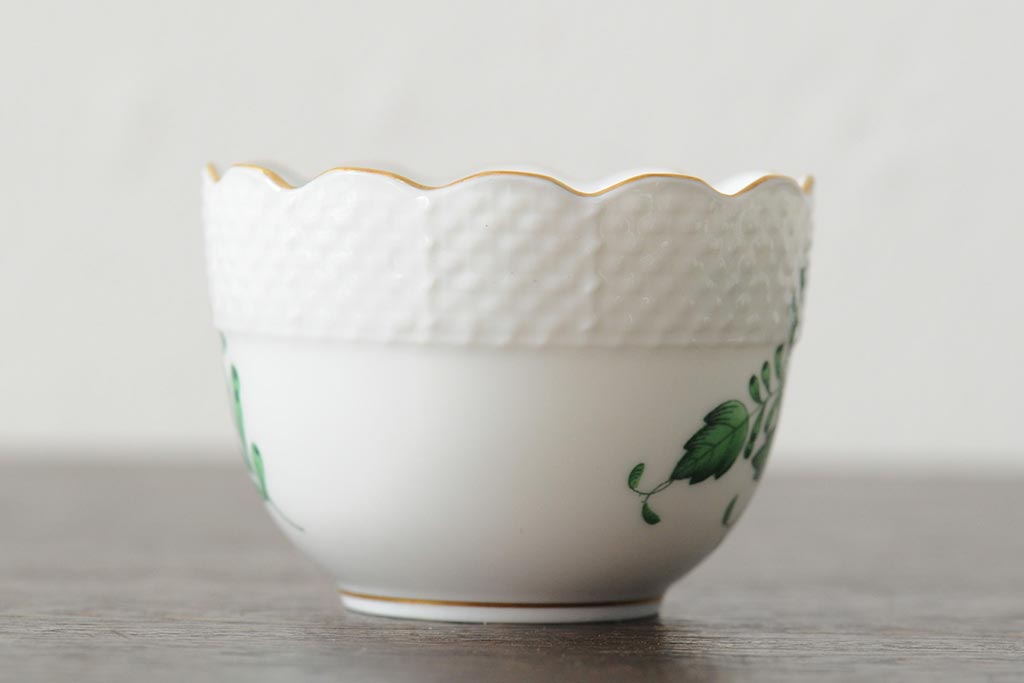 中古　ハンガリー　HEREND(ヘレンド)　アポニーグリーン　カップ&ソーサー2客セット(洋食器)(R-043773)