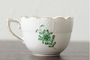 中古　ハンガリー　HEREND(ヘレンド)　アポニーグリーン　カップ&ソーサー2客セット(洋食器)(R-043773)