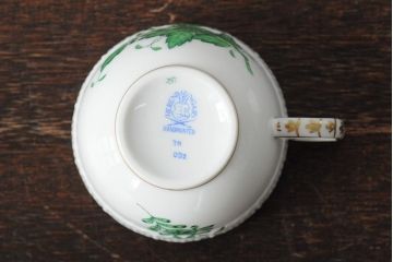 中古　ハンガリー　HEREND(ヘレンド)　アポニーグリーン　カップ&ソーサー2客セット(洋食器)(R-043773)