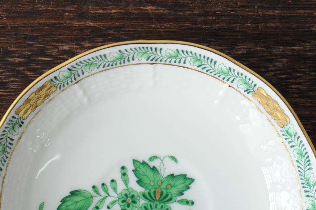 中古　ハンガリー　HEREND(ヘレンド)　アポニーグリーン　カップ&ソーサー2客セット(洋食器)(R-043773)