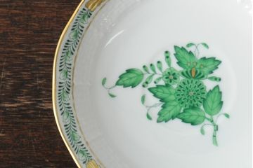 中古　ハンガリー　HEREND(ヘレンド)　アポニーグリーン　カップ&ソーサー2客セット(洋食器)(R-043773)