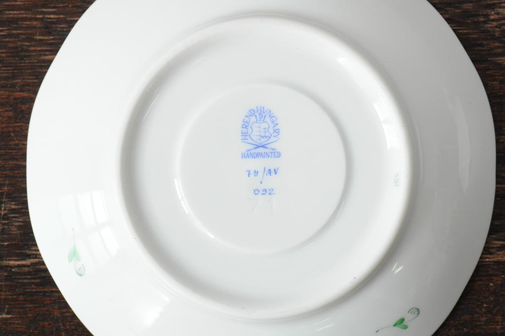 中古　ハンガリー　HEREND(ヘレンド)　アポニーグリーン　カップ&ソーサー2客セット(洋食器)(R-043773)