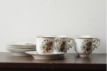 中古　ハンガリー　HOLLOHAZA(ホロハーザ)　Eva collection(エヴァコレクション)　カップ&ソーサー5客セット(洋食器)(R-043774)