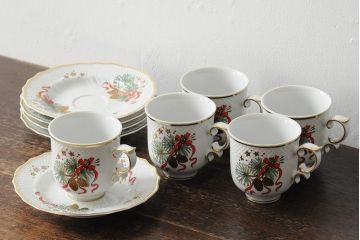 中古　ハンガリー　HOLLOHAZA(ホロハーザ)　Eva collection(エヴァコレクション)　カップ&ソーサー5客セット(洋食器)(R-043774)