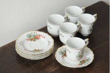 中古　ハンガリー　HOLLOHAZA(ホロハーザ)　Eva collection(エヴァコレクション)　カップ&ソーサー5客セット(洋食器)(R-043774)