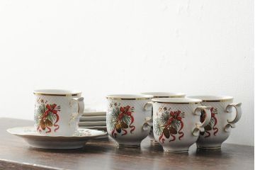 中古　ハンガリー　HOLLOHAZA(ホロハーザ)　Eva collection(エヴァコレクション)　カップ&ソーサー5客セット(洋食器)(R-043774)