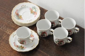中古　ハンガリー　HOLLOHAZA(ホロハーザ)　Eva collection(エヴァコレクション)　カップ&ソーサー5客セット(洋食器)(R-043774)