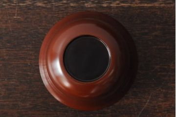 大正昭和初期　松ぼっくり松葉蒔絵　木製お椀6客(時代物漆器)(R-043776)