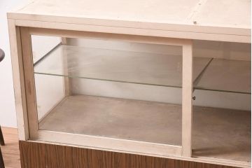 レトロ家具　シンプルなガラスケース(ショーケース、陳列棚)(R-043780)