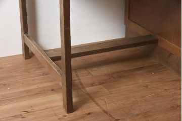 レトロ家具　ナラ材　使いこまれた味わいが魅力のシンプルな片袖デスク(ワークデスク、在宅ワーク、在宅用、片袖机)(R-043782)