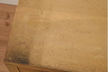 レトロ家具　昭和中期　ナラ材　栓材　明るい木色があたたかみを感じる平机(デスク、ワークデスク、在宅ワーク、在宅用)(R-043789)