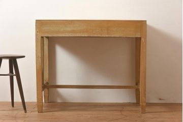 レトロ家具　昭和中期　ナラ材　栓材　明るい木色があたたかみを感じる平机(デスク、ワークデスク、在宅ワーク、在宅用)(R-043789)