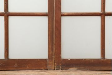 アンティーク建具　和レトロ　味わいとシンプルさが魅力のガラス戸2枚セット(引き戸、建具)(R-043790)