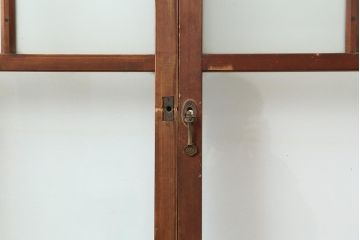 アンティーク建具　和レトロ　味わいとシンプルさが魅力のガラス戸2枚セット(引き戸、建具)(R-043790)