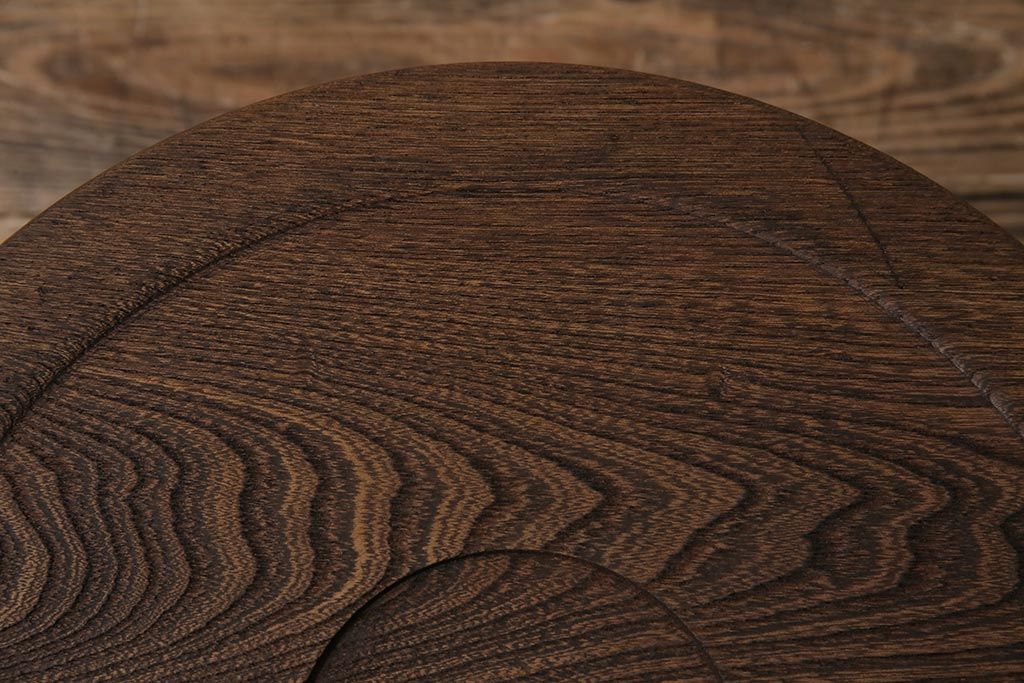 古民具　昭和初期　栓材　レトロな雰囲気漂う扇風機台(花台、ターンテーブル)(R-043798)