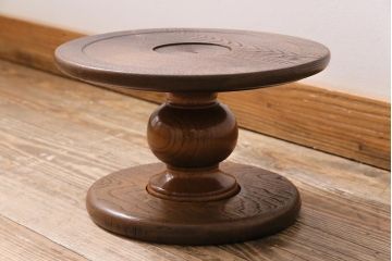 古民具　昭和初期　栓材　レトロな雰囲気漂う扇風機台(花台、ターンテーブル)(R-043798)